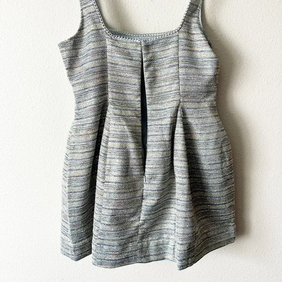 By Anthropologie Silver Metallic Tweed Fit Flare Mini Dress women's size 14‎ NEW